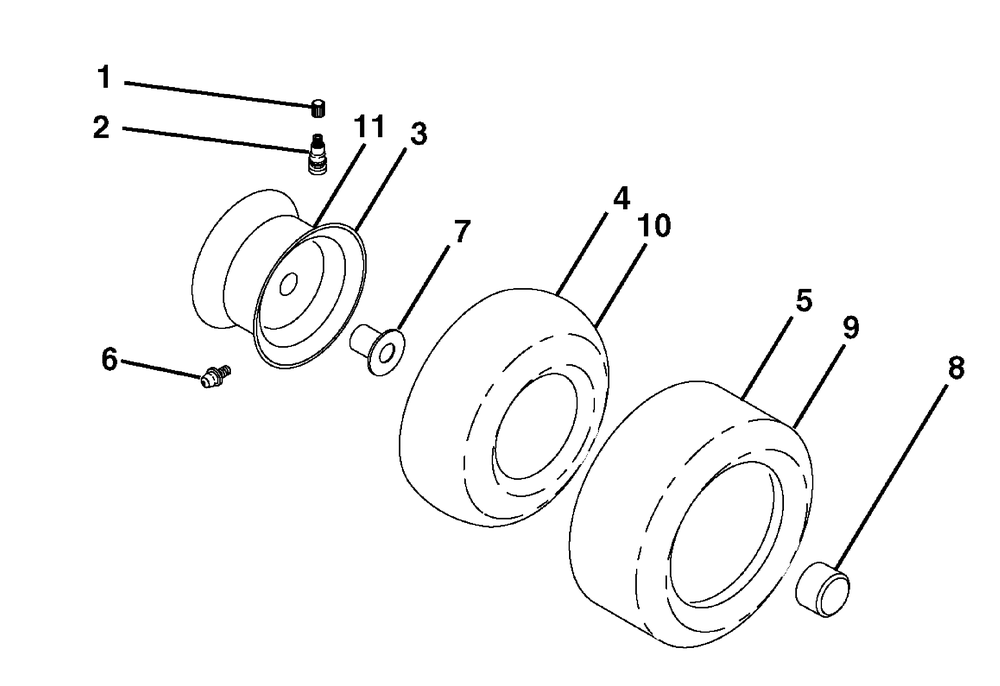 Wheels And Tires Group (7800738wheels) Diagram and Parts List for 7800738-96042010400 2011 Briggs and Stratton Lawn Tractor
